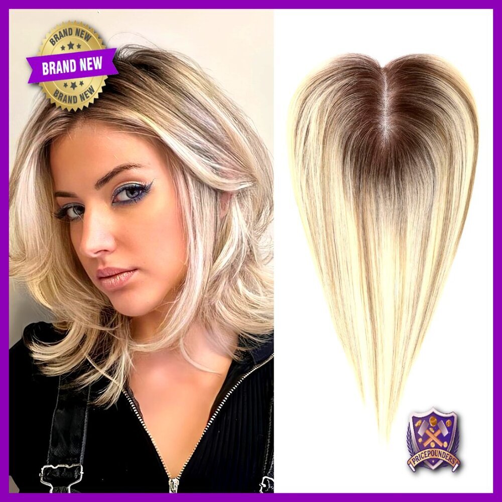 Human Hair Topper Handcrafted Breathable Fit Adds Volume Covers Sparse Hair